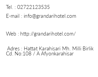 Grand Ar Otel iletiim bilgileri
